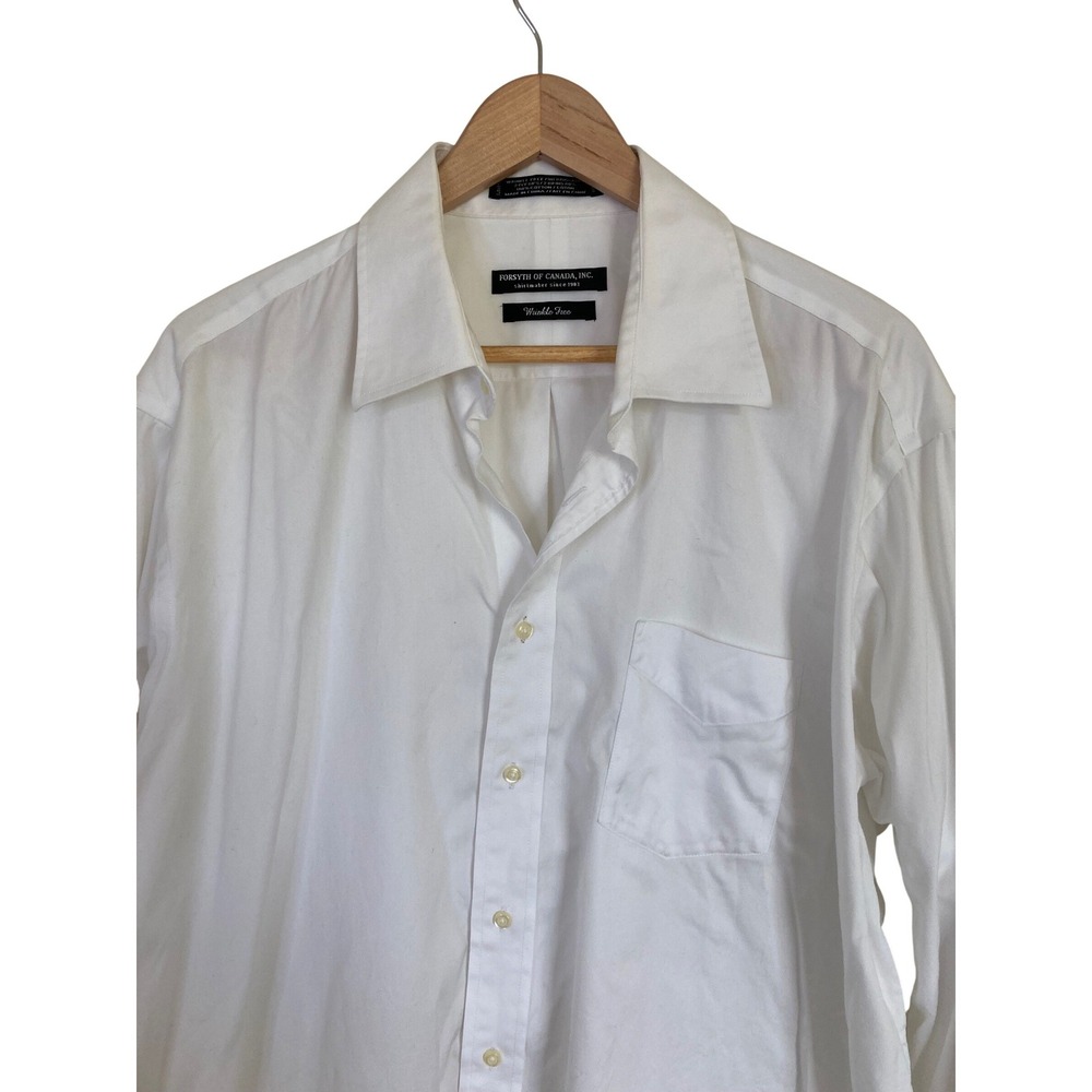 Forsyth of‎ Canada Mens White Wrinkle Free Cotton Button Down Shirt S 17.5 34/35